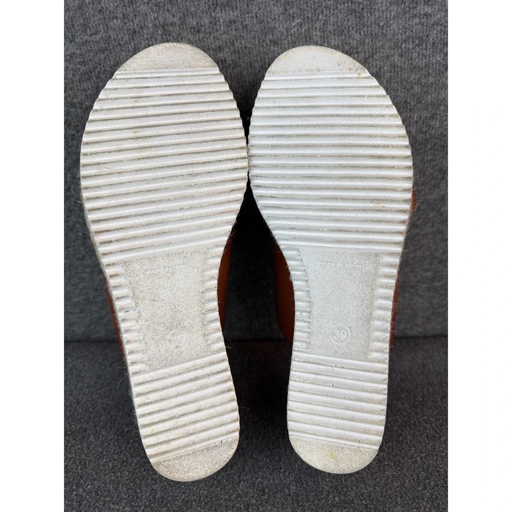Bertuchi Womens 8 Brown Leather Espadrille Platform Slide‎ Sandals Spain